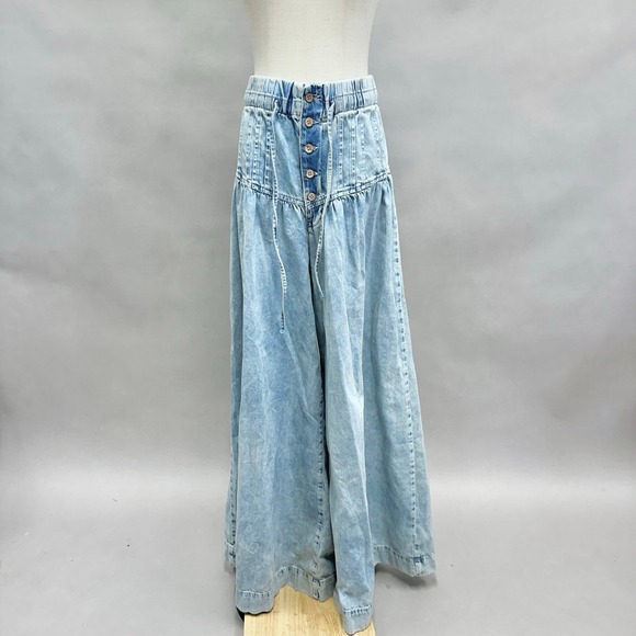 Free People We The Free Forget Me Knot Pull-On Jeans Size Large‎  Light Wash - Picture 2 of 16